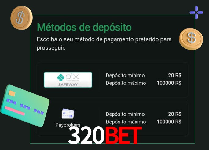 O cassino 320bet oferece uma grande variedade de métodos de pagamento